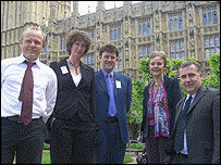 Cyswllt Ceredigion Contact with Ceredigion MP Mark Williams (r) after the ward ceremony in London (picture: Mark Williams MP)